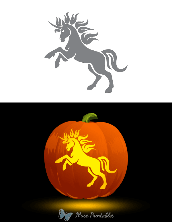 Detailed Unicorn Pumpkin Stencil