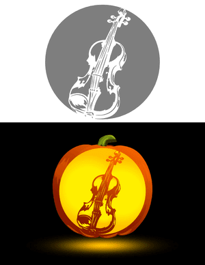 Detailed Violin Pumpkin Stencil