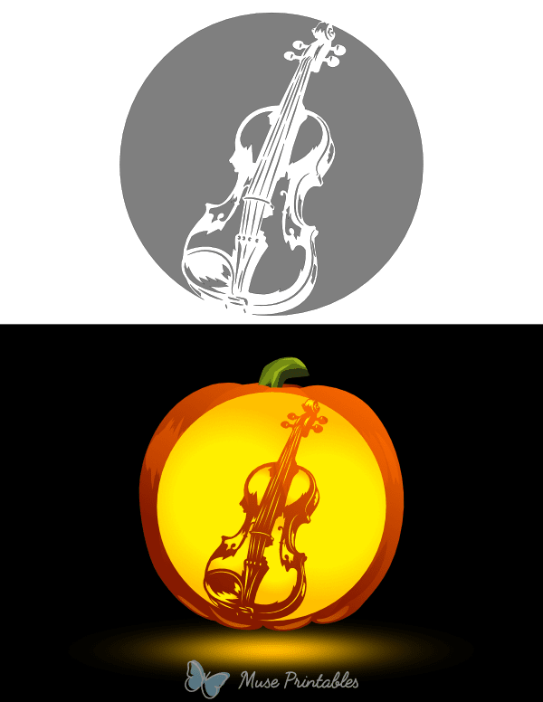 Detailed Violin Pumpkin Stencil