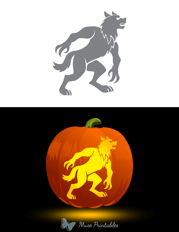 Detailed Werewolf Pumpkin Stencil