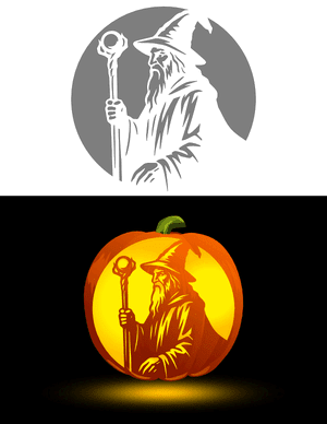 Detailed Wizard Pumpkin Stencil