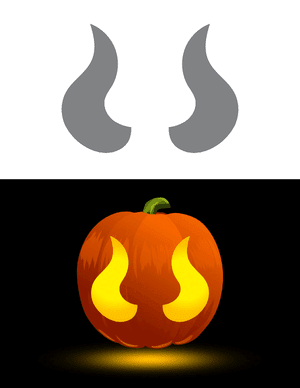 Devil Horns Outline Pumpkin Stencil