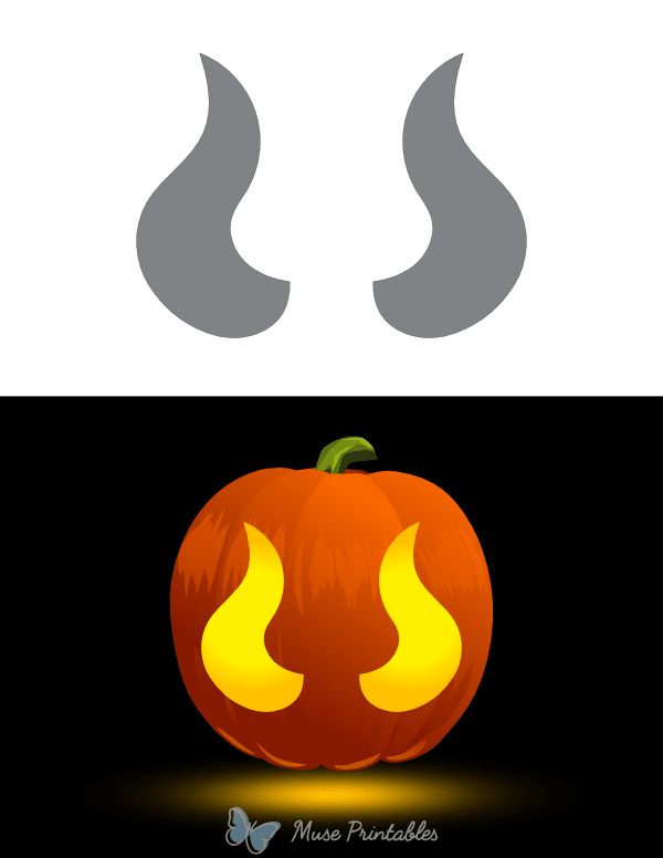 Devil Horns Outline Pumpkin Stencil