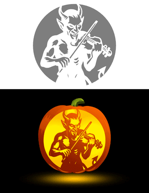 Devil Playing Violin Pumpkin Stencil