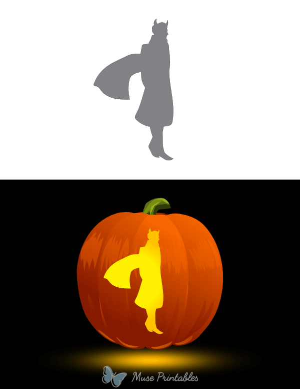 Devil Wearing a Cape Pumpkin Stencil