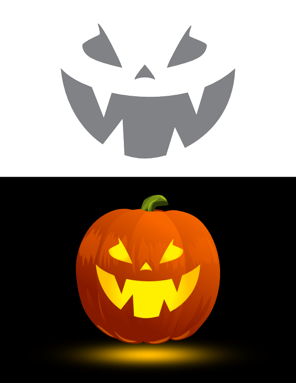 Printable Devious Grin Jack-o'-lantern Pumpkin Stencil