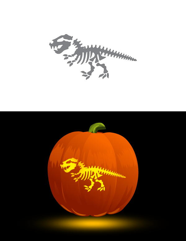 Printable Dinosaur Skeleton Pumpkin Stencil