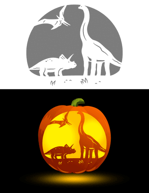 Dinosaurs Pumpkin Stencil