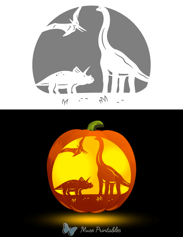 Dinosaurs Pumpkin Stencil