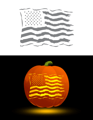 Distressed American Flag Pumpkin Stencil