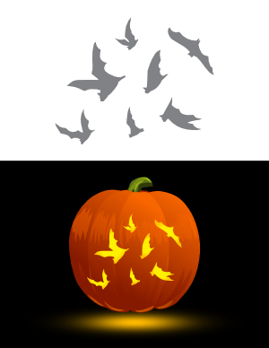 Diving Bats Pumpkin Stencil