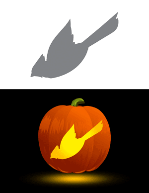 Diving Cardinal Pumpkin Stencil