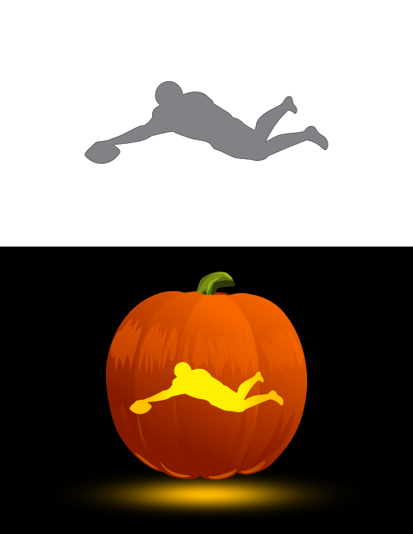 Diving Football Player Pumpkin Stencil