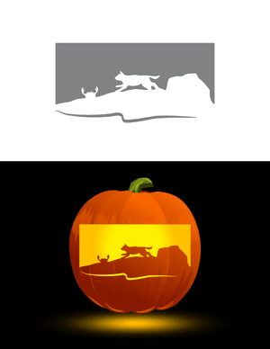 Dog and Crab on Beach Pumpkin Stencil