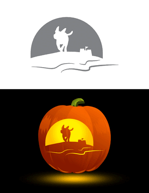 Dog on Beach Pumpkin Stencil