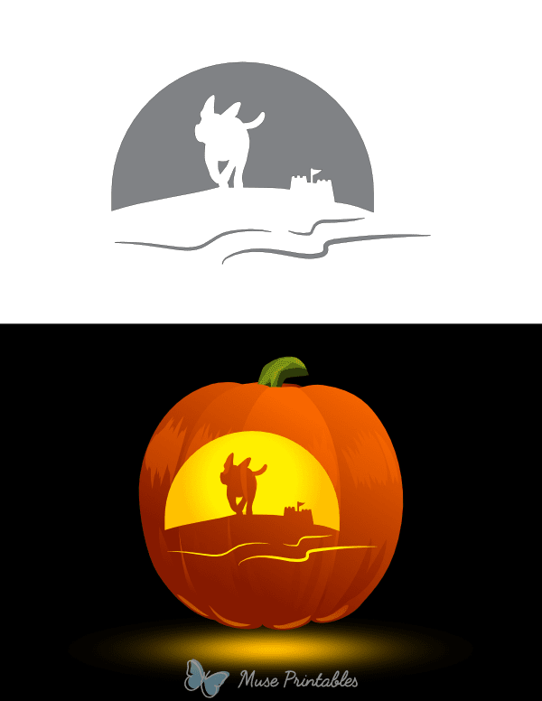 Dog on Beach Pumpkin Stencil