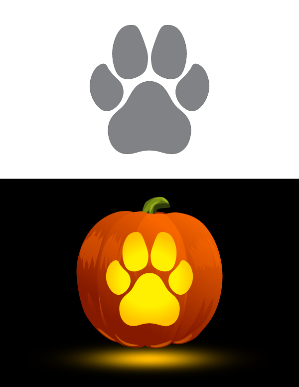 Dog Paw Print Pumpkin Stencil