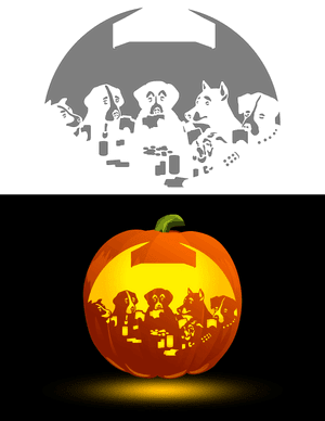 Dogs Playing Poker Pumpkin Stencil