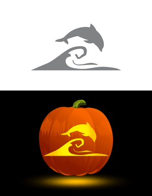 Dolphin Jumping Out of the Ocean Pumpkin Stencil