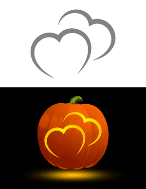 Double Heart Pumpkin Stencil