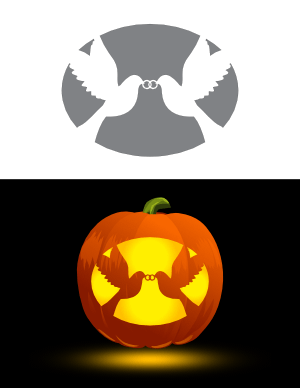 Doves Carrying Wedding Rings Pumpkin Stencil