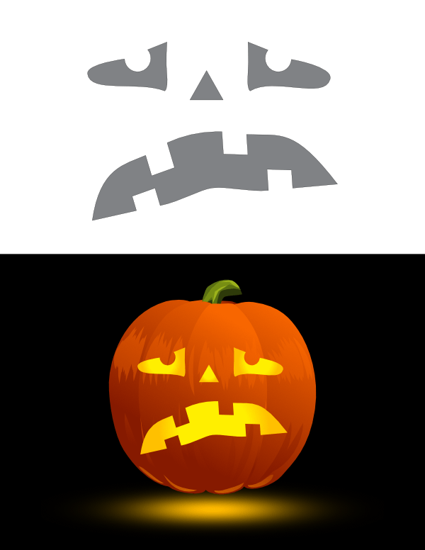 Downcast Face Pumpkin Stencil