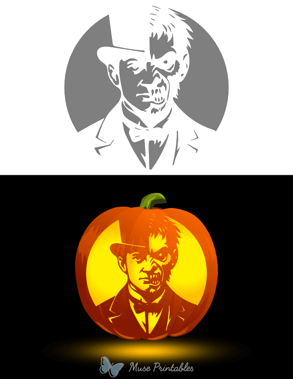 Dr Jekyll and Mr Hyde Pumpkin Stencil