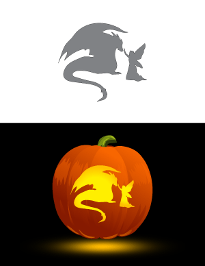 Dragon And Fairy Pumpkin Stencil