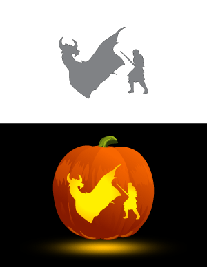 Dragon And Knight Pumpkin Stencil