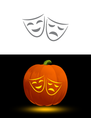 Drama Mask Pumpkin Stencil