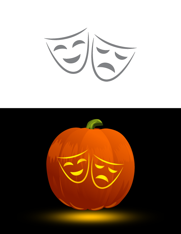 Drama Mask Pumpkin Stencil