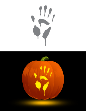 Dripping Handprint Pumpkin Stencil