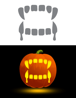 Dripping Vampire Teeth Pumpkin Stencil