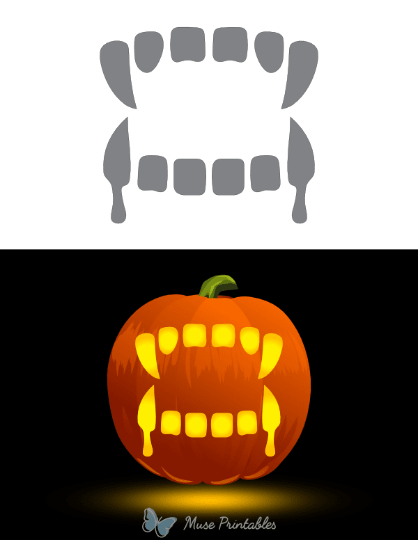 Dripping Vampire Teeth Pumpkin Stencil