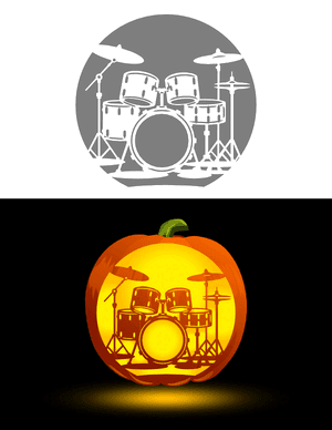 Drum Set Pumpkin Stencil
