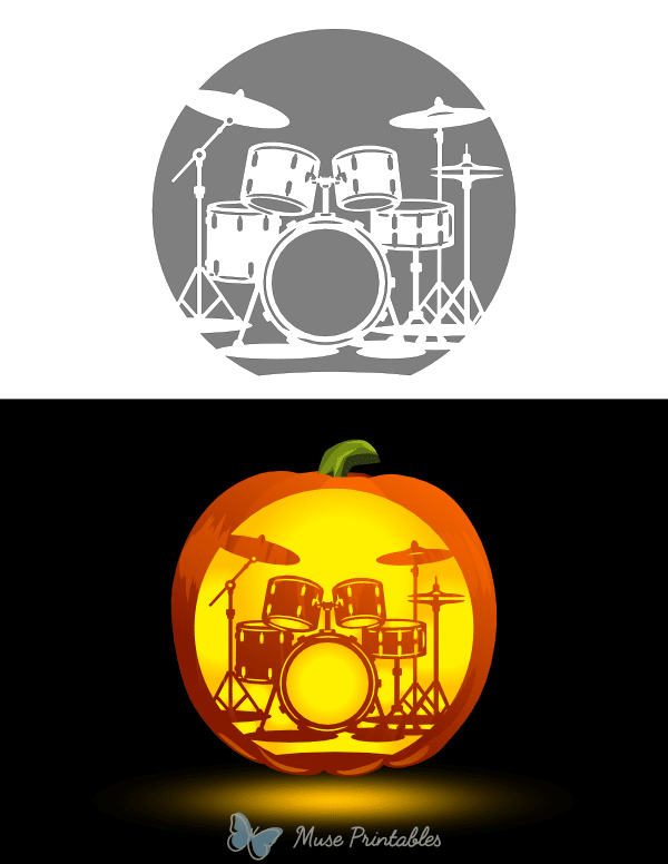 Drum Set Pumpkin Stencil