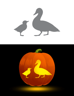 Duckling and Mother Pumpkin Stencil
