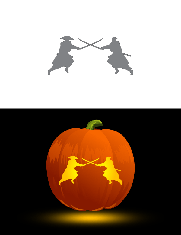 Dueling Samurai Pumpkin Stencil