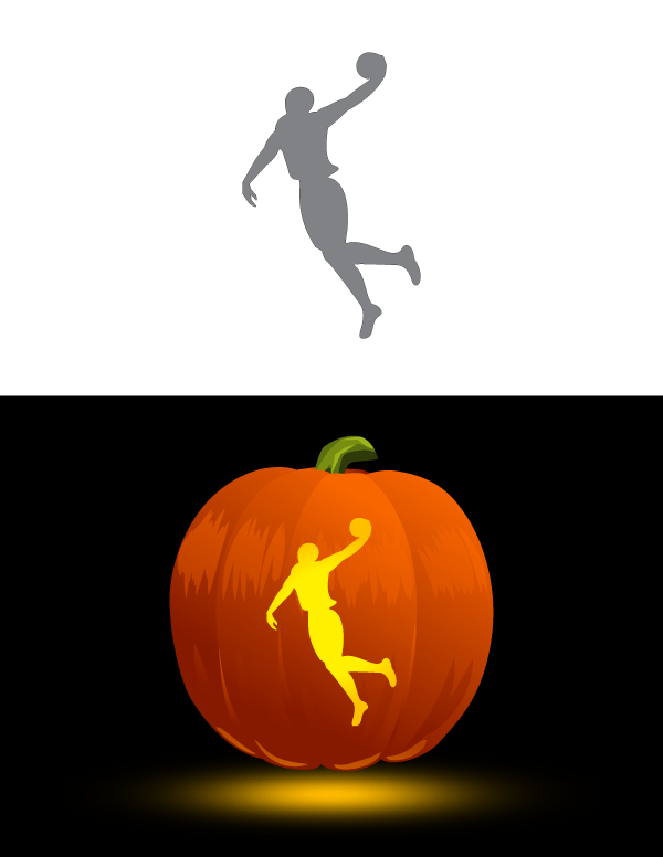 Printable Dunking Basketball Player Pumpkin Stencil