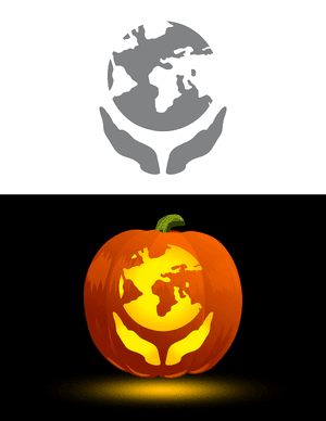 Earth and Hands Pumpkin Stencil