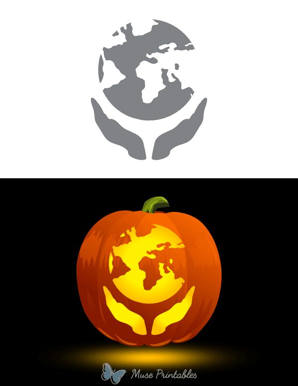 Earth and Hands Pumpkin Stencil