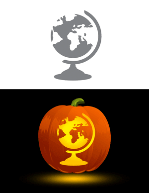 Earth Globe Pumpkin Stencil