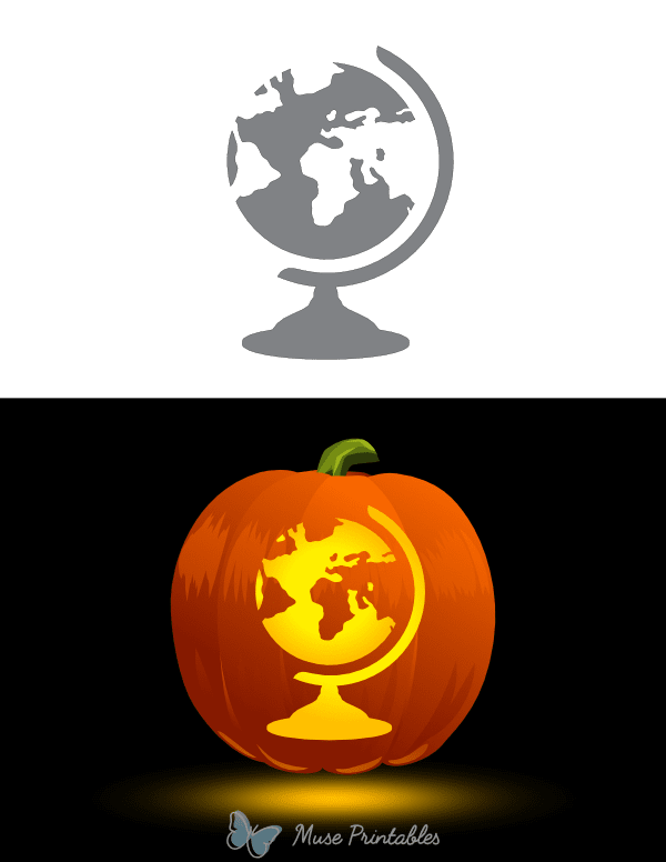 Earth Globe Pumpkin Stencil