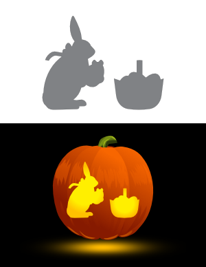 Easter Bunny and Easter Basket Pumpkin Stencil