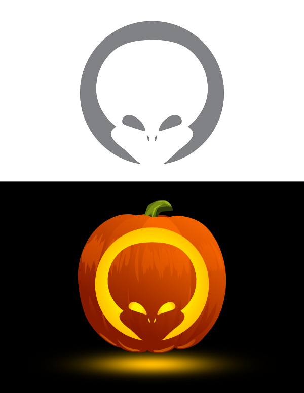 Printable Easy Alien Head Pumpkin Stencil