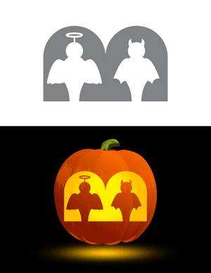 Easy Angel and Demon Pumpkin Stencil