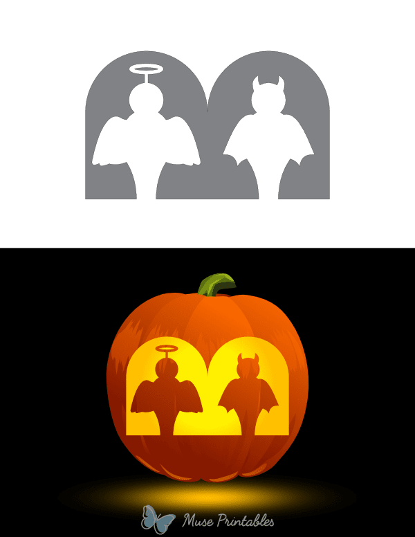 Easy Angel and Demon Pumpkin Stencil