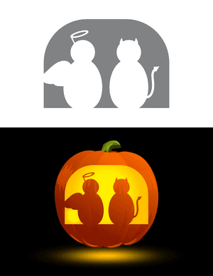 Easy Angel and Devil Pumpkin Stencil