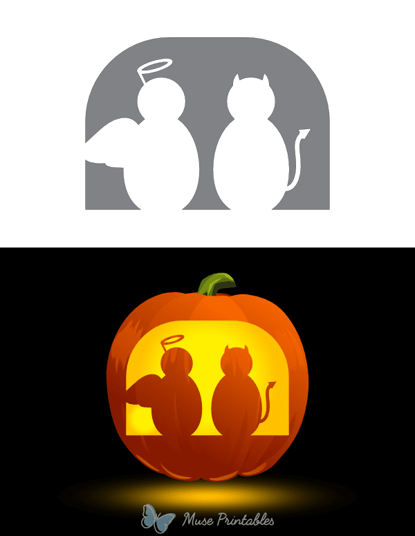 Easy Angel and Devil Pumpkin Stencil