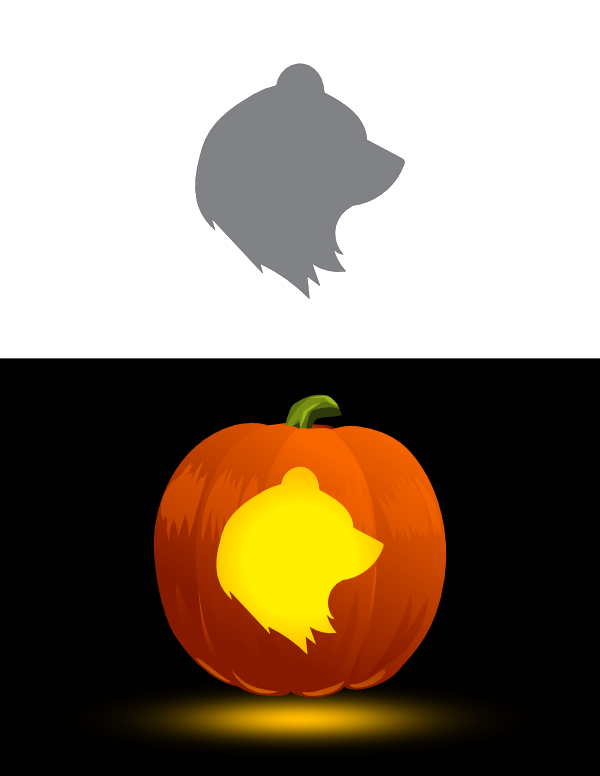 Printable Easy Bear Head Pumpkin Stencil